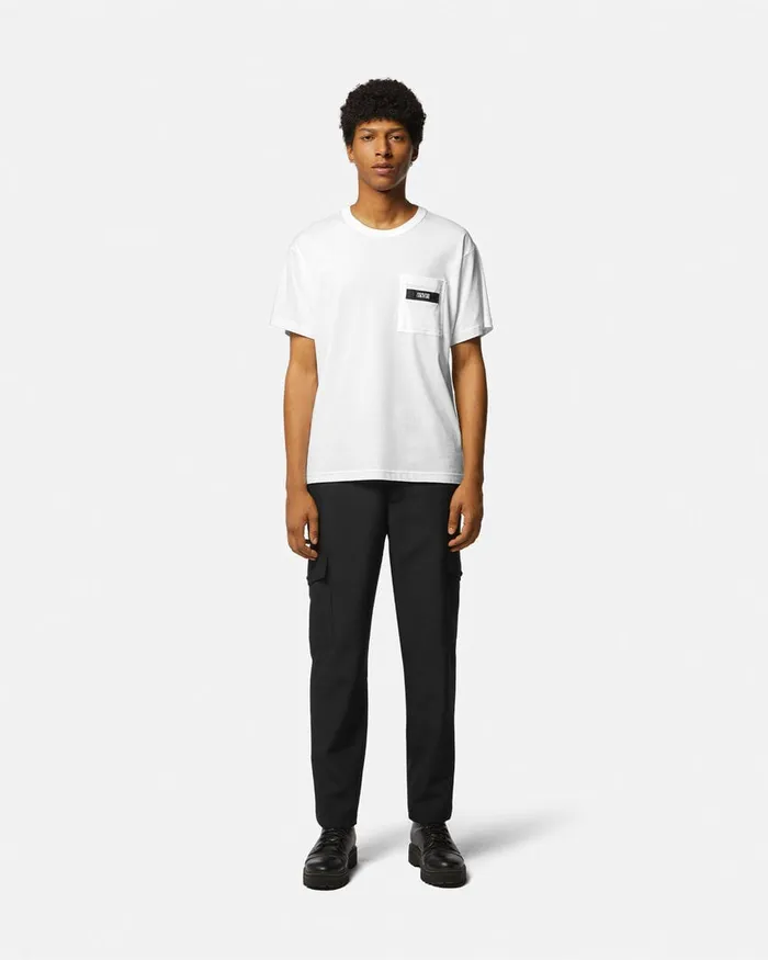 Versace Logo TShirt Whiteprint Men Jeans Couture