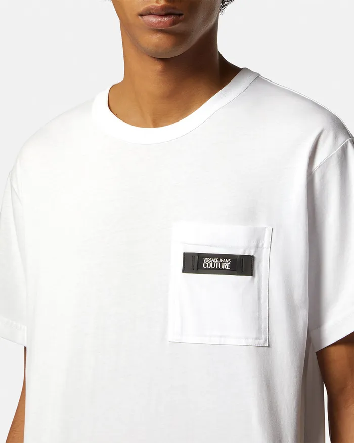 Versace Logo TShirt Whiteprint Men Jeans Couture