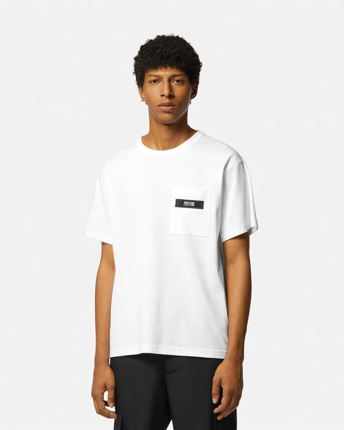 Versace Logo TShirt Whiteprint Men Jeans Couture