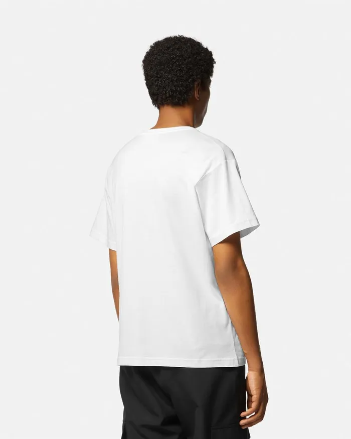 Versace Logo TShirt Whiteprint Men Jeans Couture