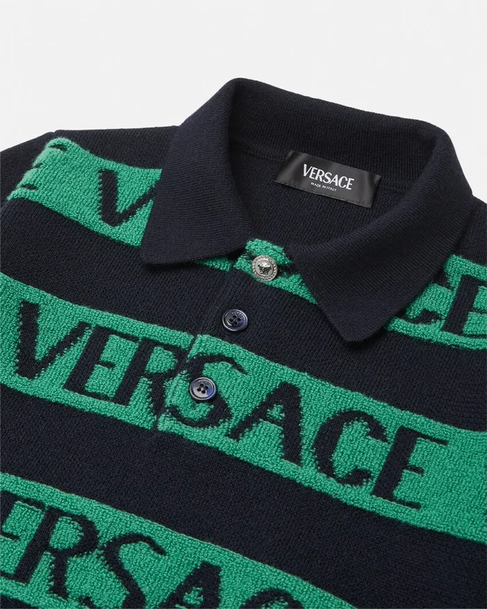 Versace Logo Towel Jumper Blackgreen Kids Knitwear and Sweatshirts