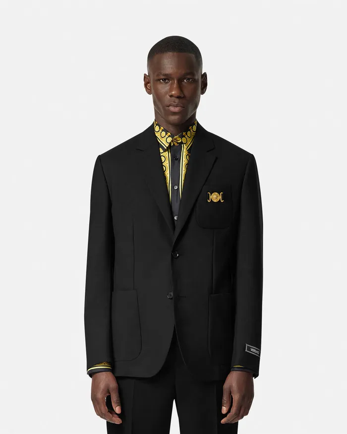 Versace Medusa Biggie SingleBreasted Blazer Black Men Blazers and Suits