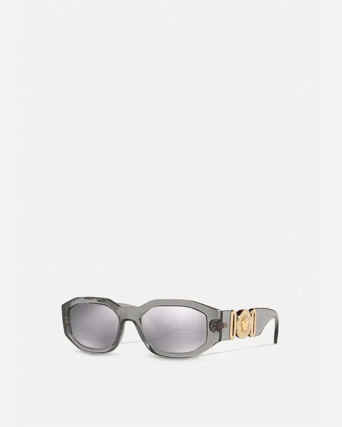 Versace Medusa Biggie Sunglasses Transparent Gray WomenMen Sunglasses