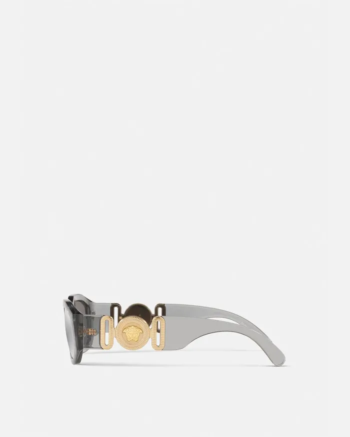 Versace Medusa Biggie Sunglasses Transparent Gray WomenMen Sunglasses