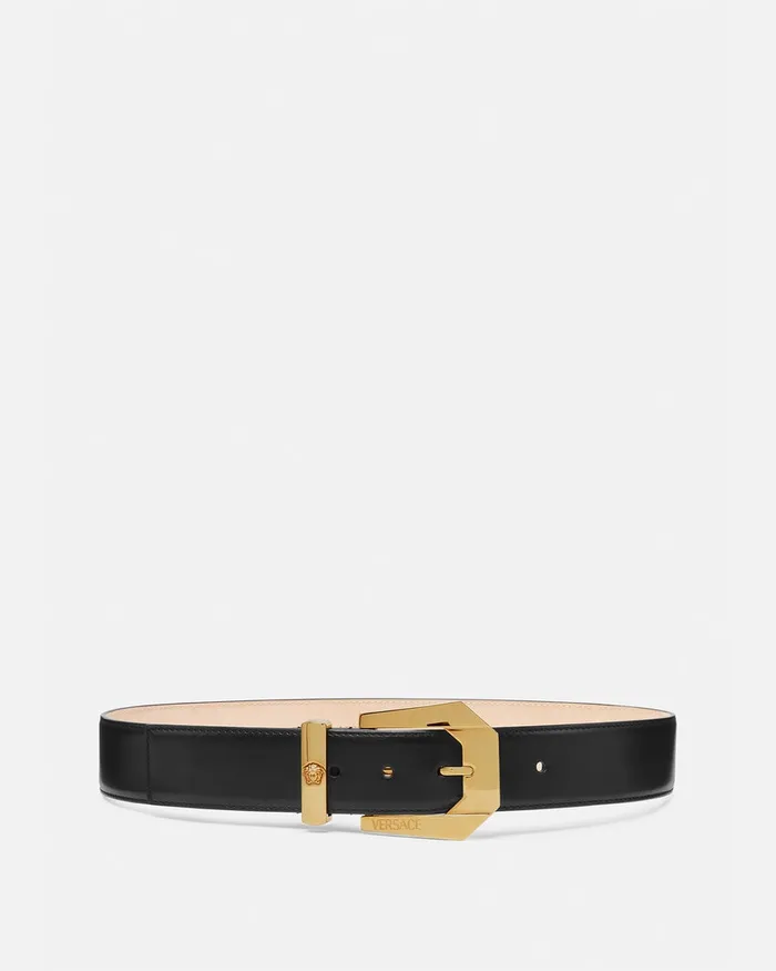 Versace Medusa Heritage Leather Belt 4 Cm Blackgold Women Belts