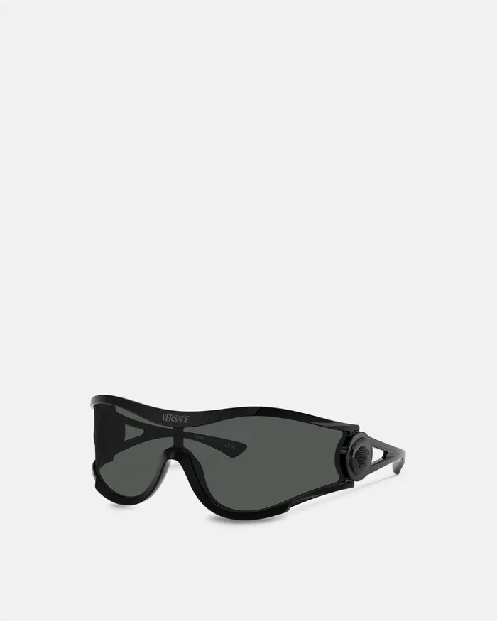 Versace Medusa Medallion Shield Sunglasses Black WomenMen Sunglasses