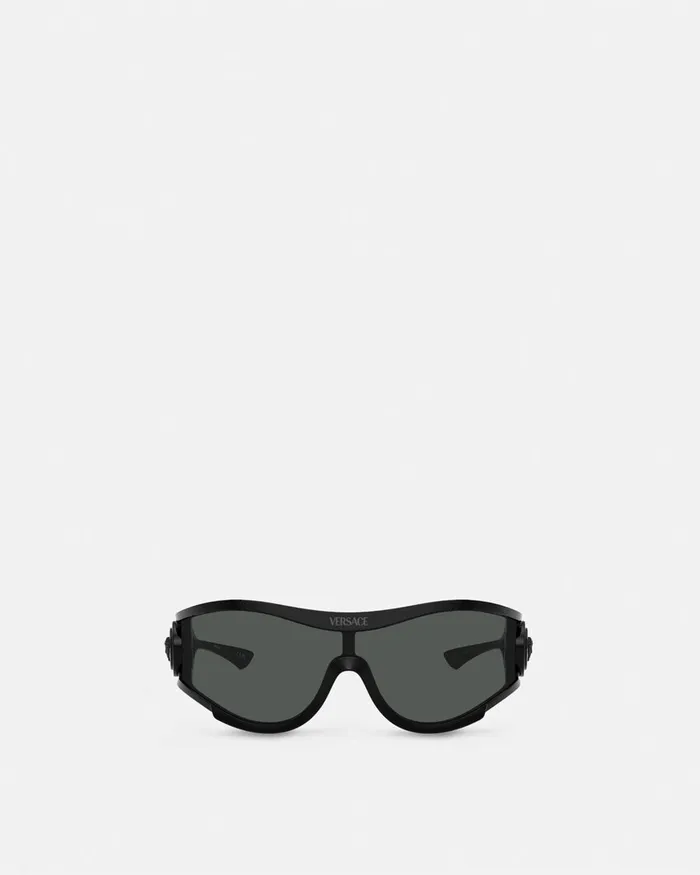 Versace Medusa Medallion Shield Sunglasses Black WomenMen Sunglasses