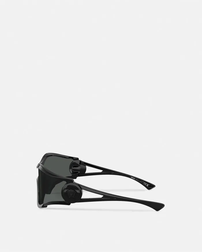 Versace Medusa Medallion Shield Sunglasses Black WomenMen Sunglasses