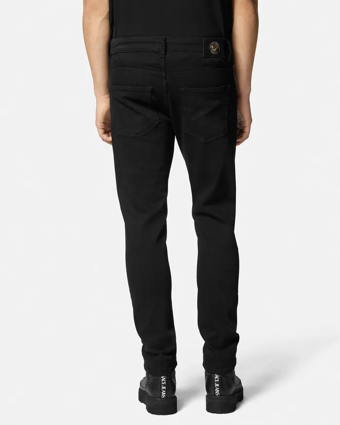 Versace Piece Number Slim Jeans Black Men Jeans Couture