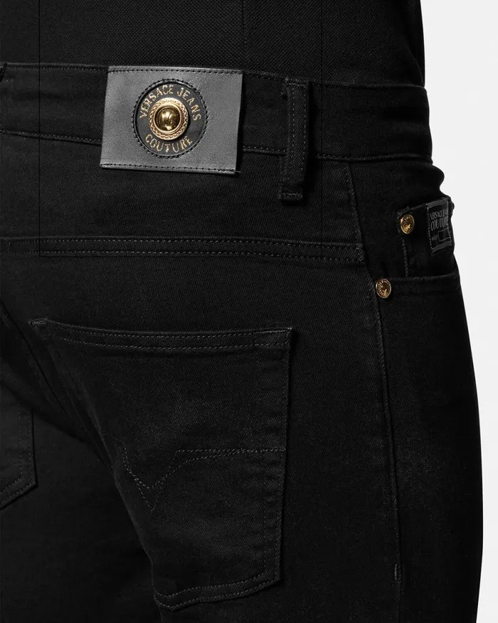 Versace Piece Number Slim Jeans Black Men Jeans Couture