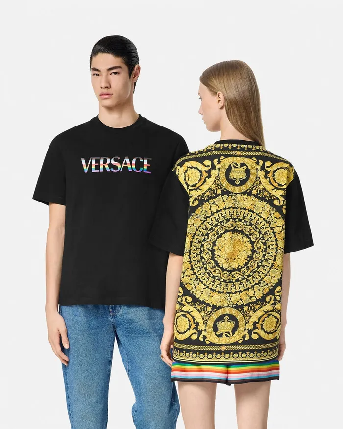 Versace Pride Barocco Logo TShirt Blackprint WomenMen TShirts and Sweatshirts