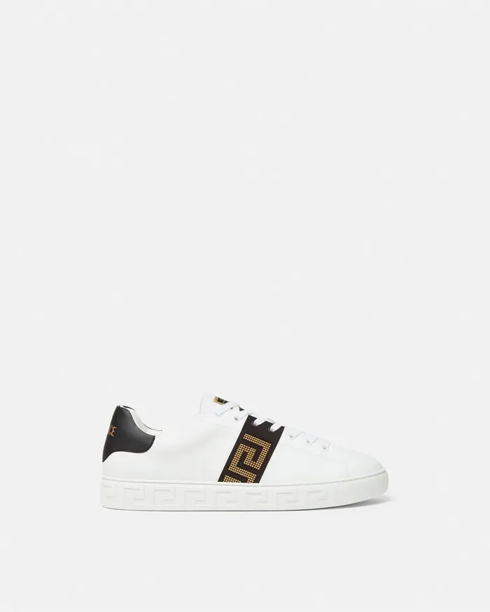 Versace Studded Greca Trainers Blackgold Men Sneakers