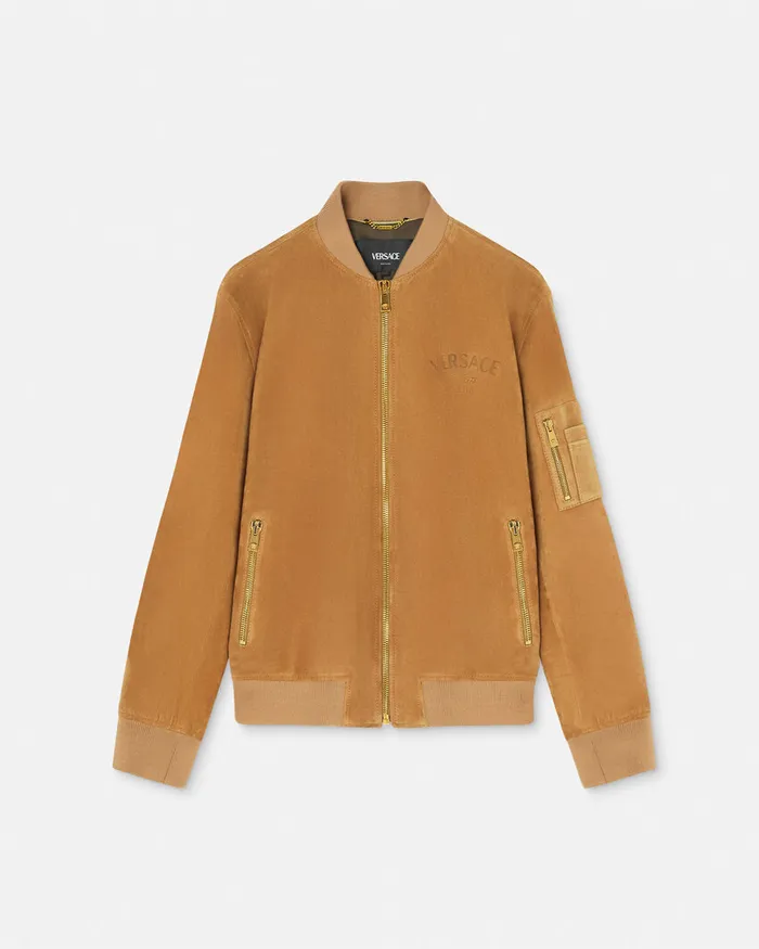 Versace Suede Bomber Jacket Brown Men Jackets and Coats