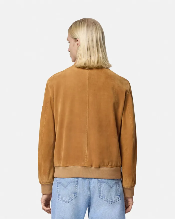 Versace Suede Bomber Jacket Brown Men Jackets and Coats