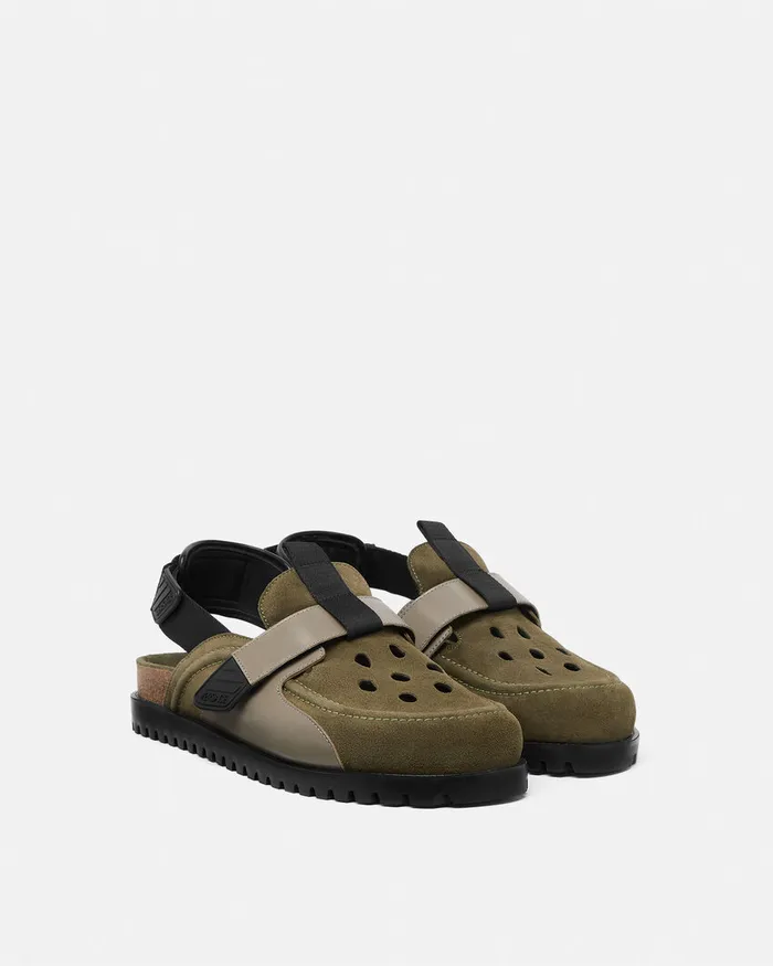Versace Suede Mules Greenblack Men Sandals and Slides