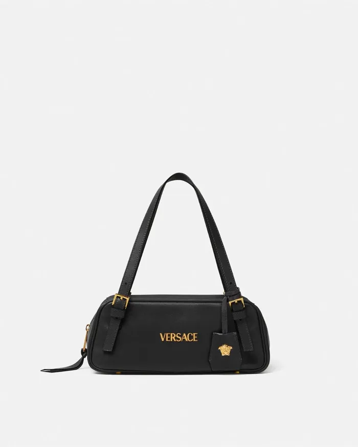 Versace Tag Bowling Shoulder Bag Blackgold WomenMen Versace Tag