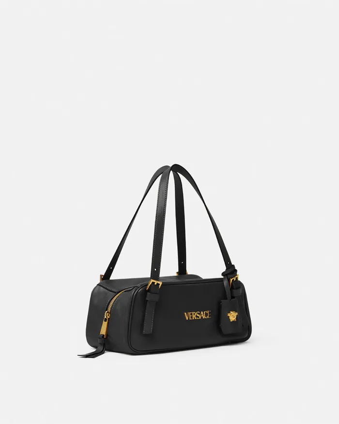 Versace Tag Bowling Shoulder Bag Blackgold WomenMen Versace Tag
