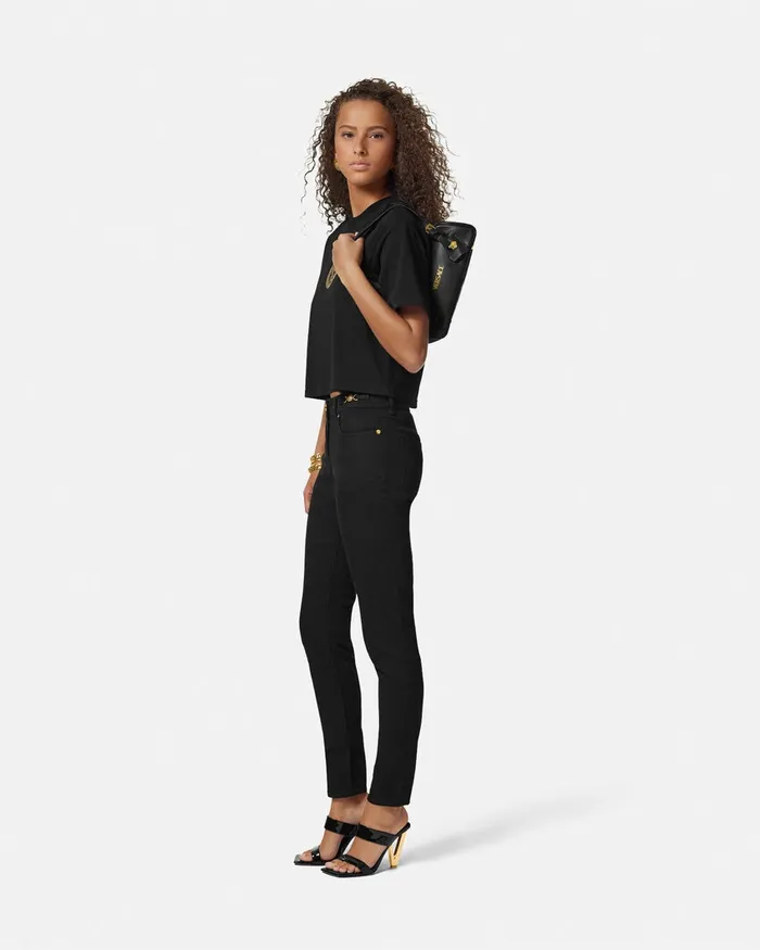 Versace Tag Bowling Shoulder Bag Blackgold WomenMen Versace Tag