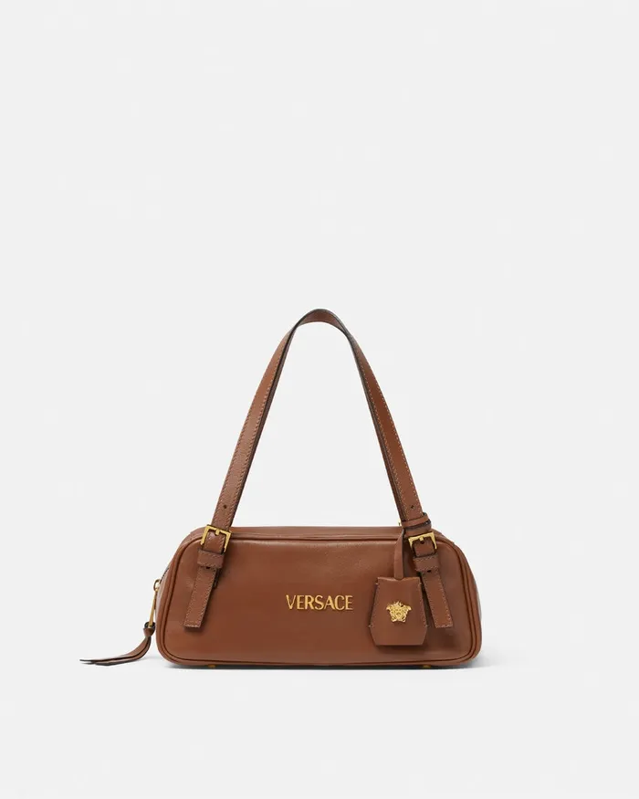 Versace Tag Bowling Shoulder Bag Brown WomenMen Top Handle