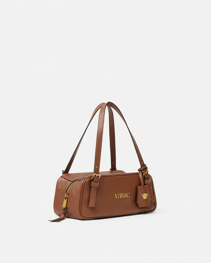 Versace Tag Bowling Shoulder Bag Brown WomenMen Top Handle