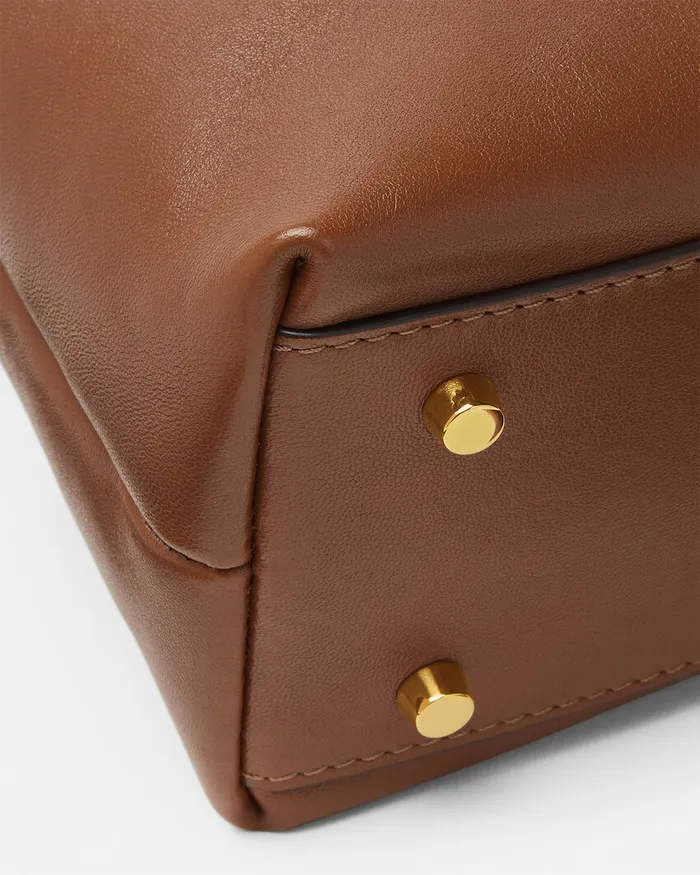 Versace Tag Hobo Handbag Brown Women Top Handle
