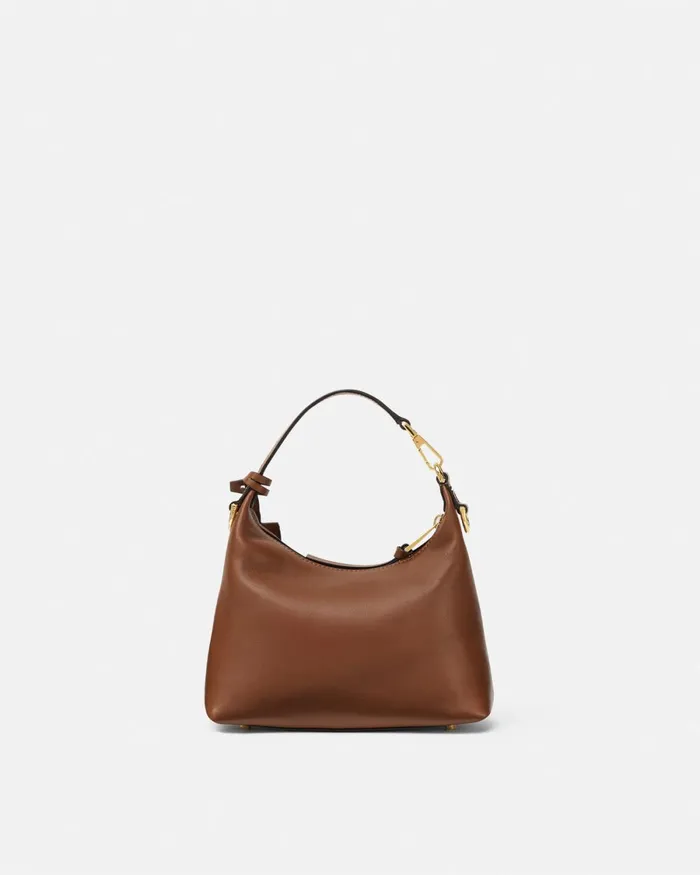 Versace Tag Hobo Handbag Brown Women Top Handle
