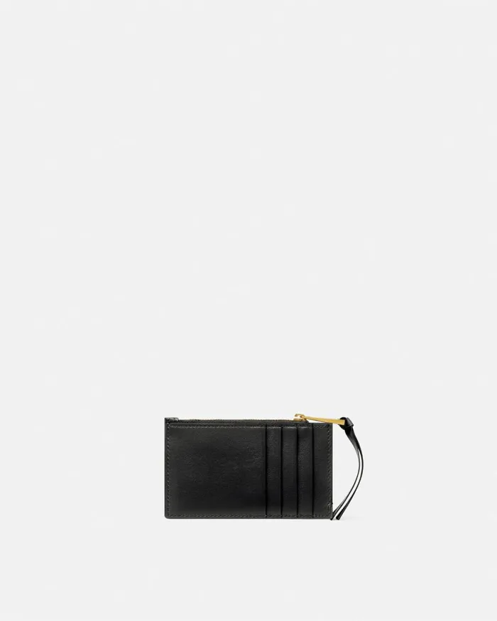 Versace Tag Zip Card Holder Blackgold Women Wallets