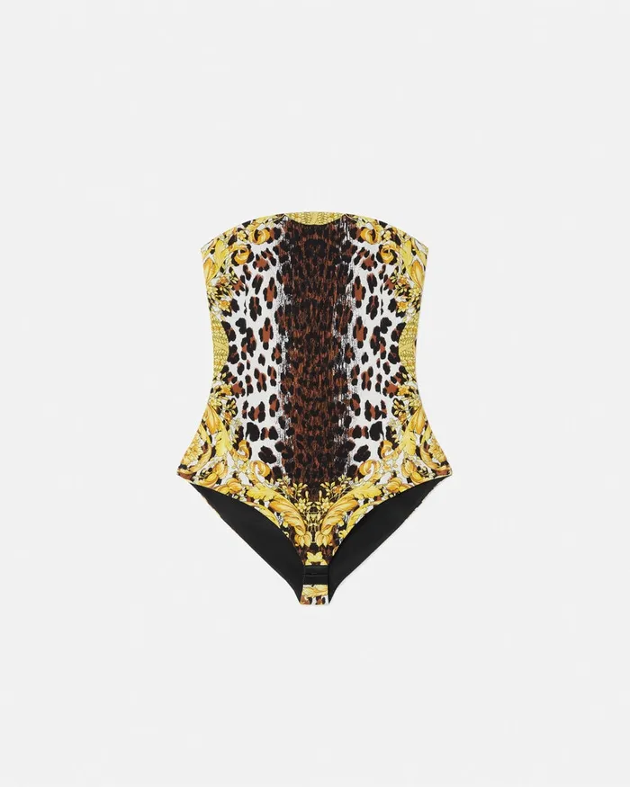 Versace Wild Barocco Silk Cady Corset Bodysuit Print Women Shirts and Tops