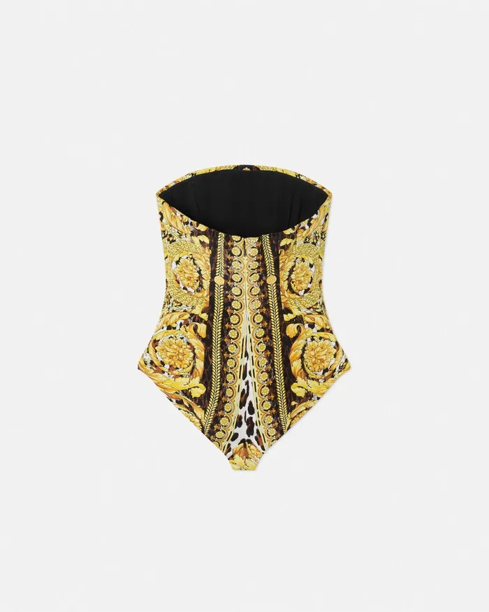 Versace Wild Barocco Silk Cady Corset Bodysuit Print Women Shirts and Tops
