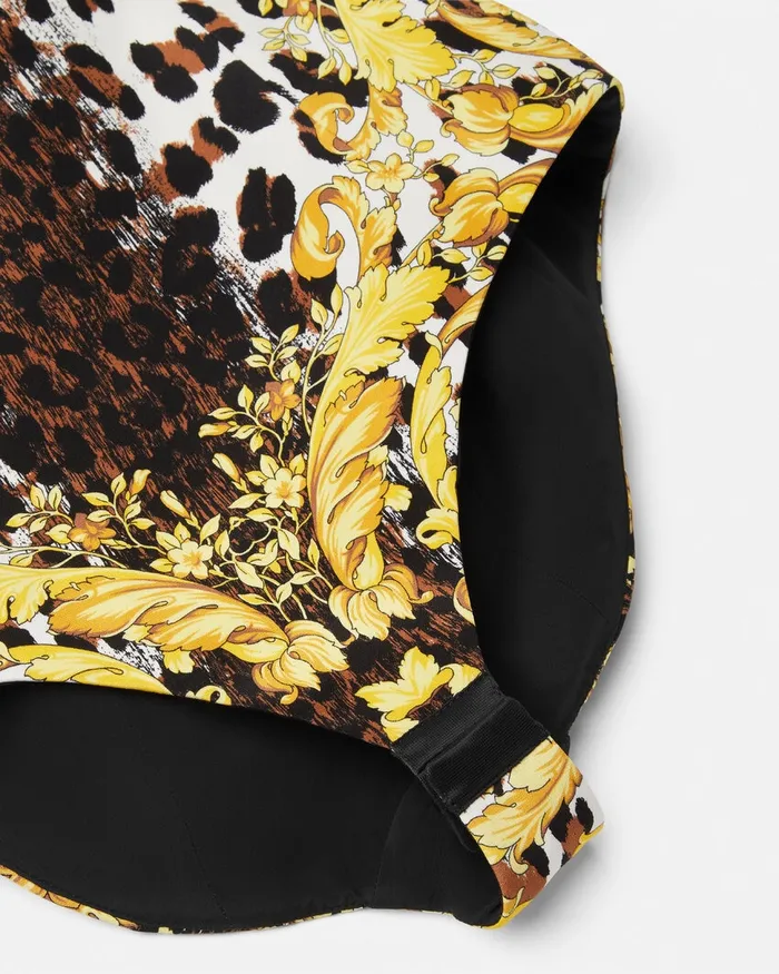 Versace Wild Barocco Silk Cady Corset Bodysuit Print Women Shirts and Tops