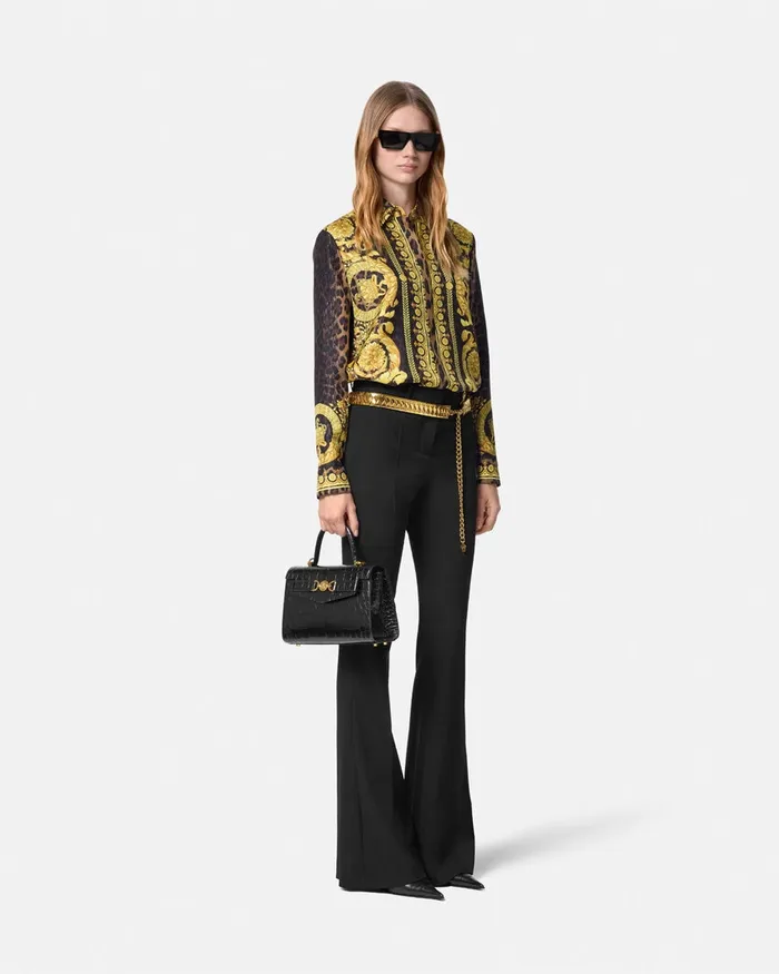Versace Wild Barocco Silk Shirt Animalier Women Shirts and Tops
