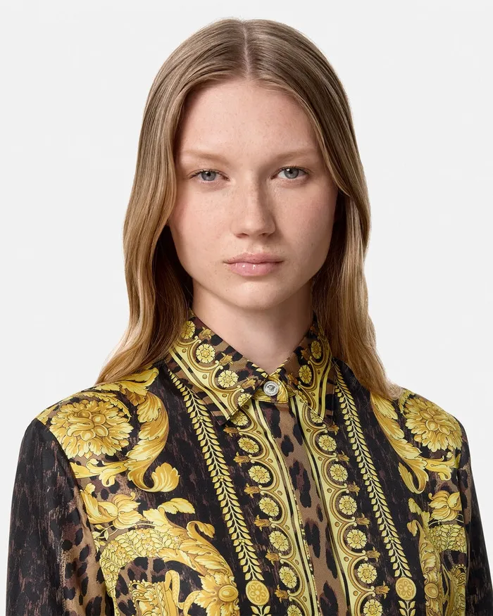 Versace Wild Barocco Silk Shirt Animalier Women Shirts and Tops