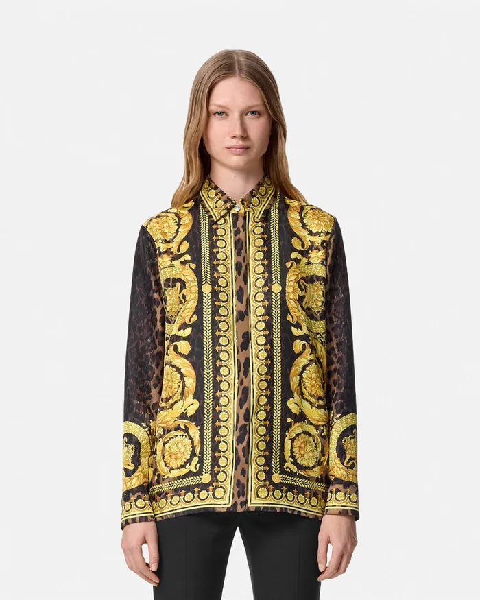 Versace Wild Barocco Silk Shirt Animalier Women Shirts and Tops