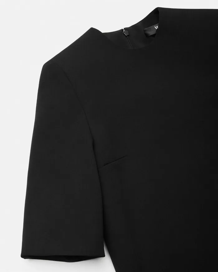 Versace Wool Gabardine Shift Mini Dress Black Women Dresses