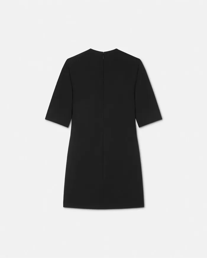 Versace Wool Gabardine Shift Mini Dress Black Women Dresses