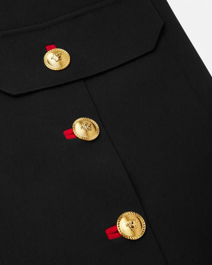 Versace Wool Gabardine Shift Mini Dress Black Women Dresses