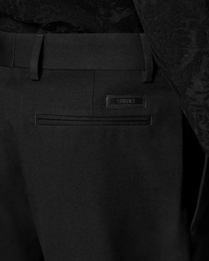 Versace Wool Twill Formal Pants Black Men Blazers and Suits