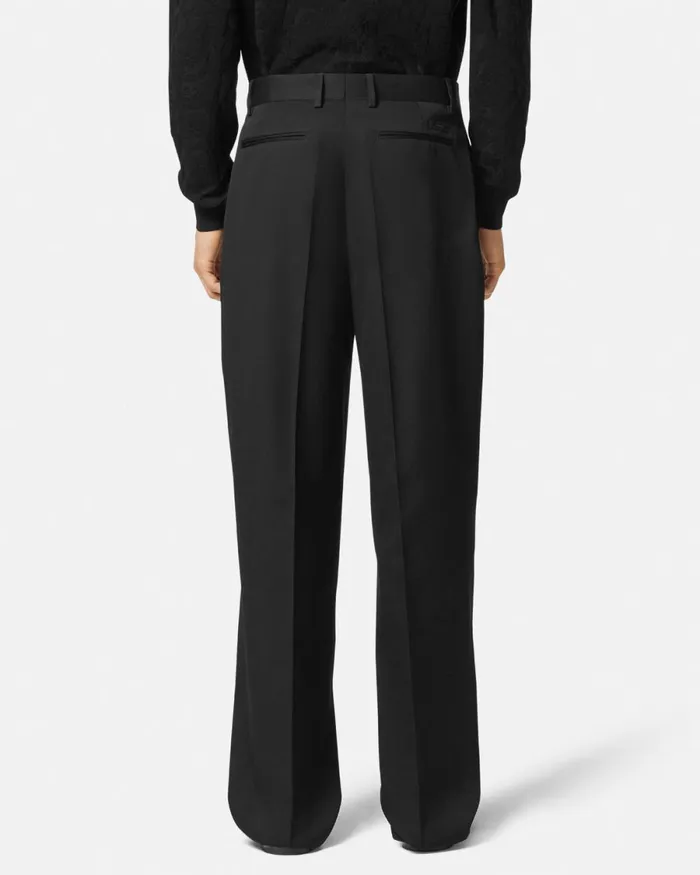 Versace Wool Twill Formal Pants Black Men Blazers and Suits