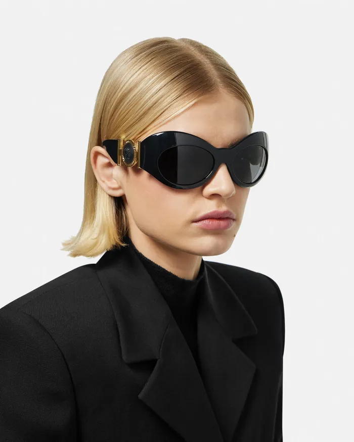 Versace Wrap Sunglasses Blackgold Women Sunglasses