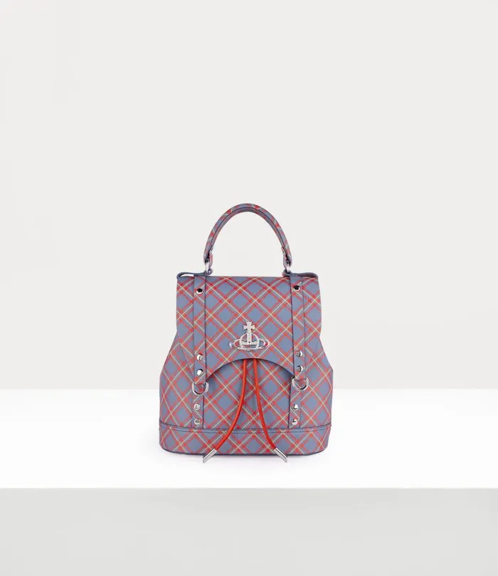 Vivienne Westwood Backpacks WomenMen Small Max Backpack Blueorange Tartan