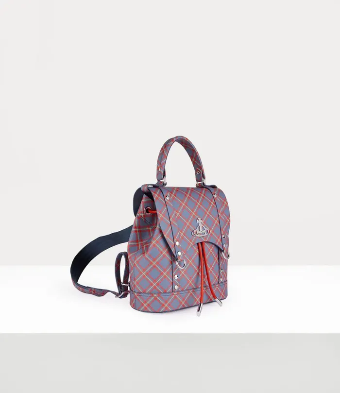 Vivienne Westwood Backpacks WomenMen Small Max Backpack Blueorange Tartan