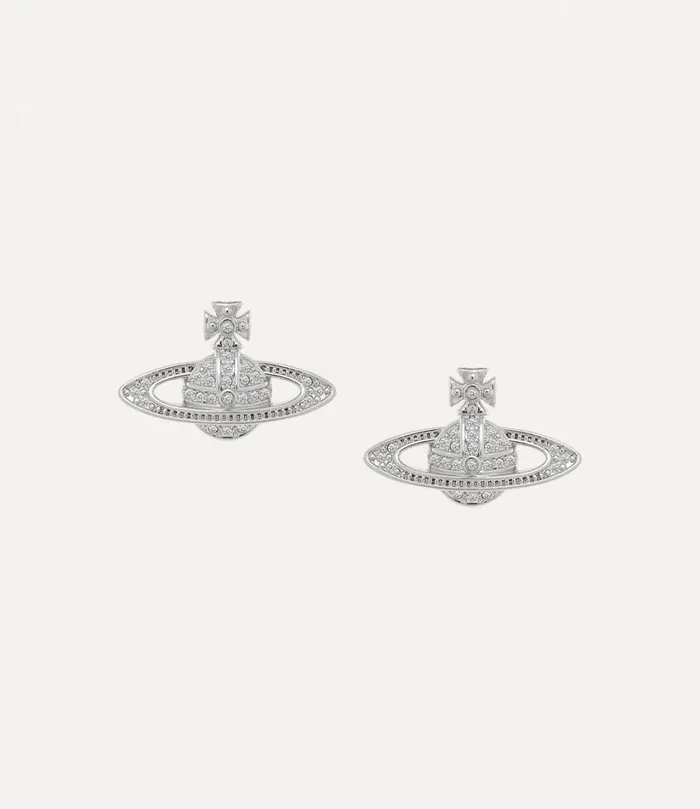 Vivienne Westwood Earrings MenWomen Mini Bas Relief Earrings Platinum Crystal Crystal