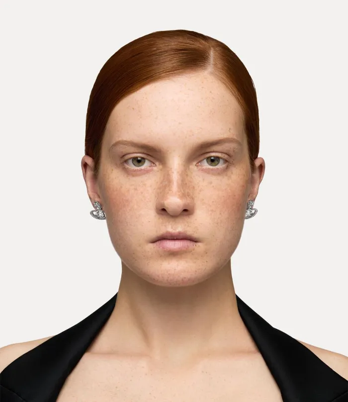 Vivienne Westwood Earrings Women Mayfair Bas Relief Earrings Rhodium Crystal