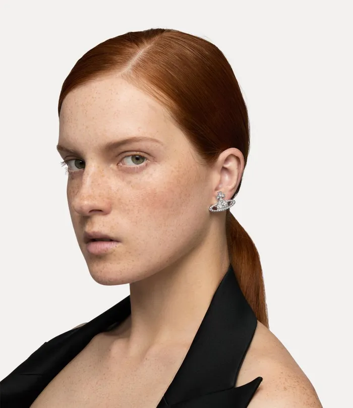 Vivienne Westwood Earrings Women Mayfair Bas Relief Earrings Rhodium Crystal