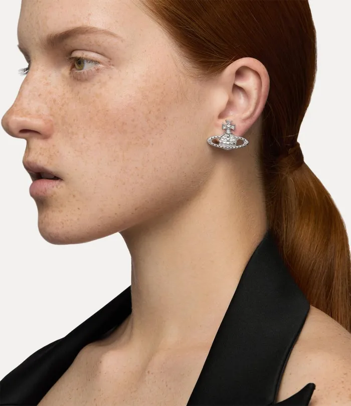 Vivienne Westwood Earrings Women Mayfair Bas Relief Earrings Rhodium Crystal