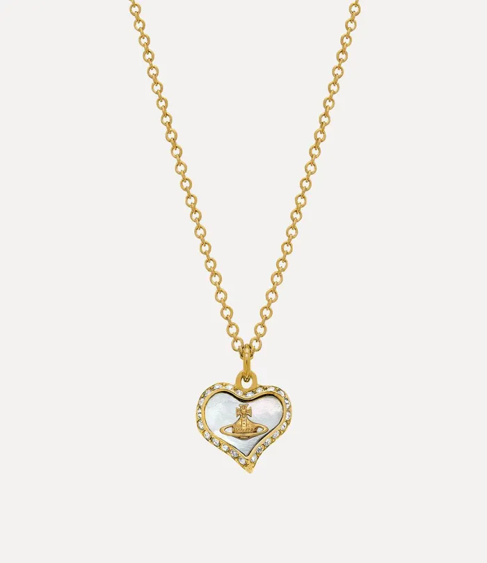Vivienne Westwood Necklaces Women Petra Pendant Necklace Gold White Pearl Tint Mop White Crystal