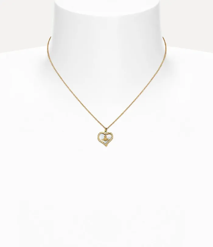 Vivienne Westwood Necklaces Women Petra Pendant Necklace Gold White Pearl Tint Mop White Crystal