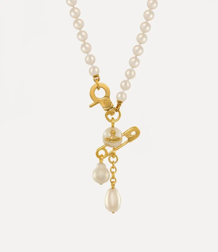 Vivienne Westwood Necklaces Women Small Claude Pearl Necklace Gold Creamrose Pearl