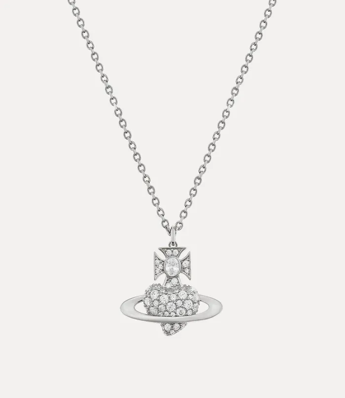 Vivienne Westwood Necklaces Women Valentine039s Agnatha Bas Relief Pendant Necklace Platinum White Cz