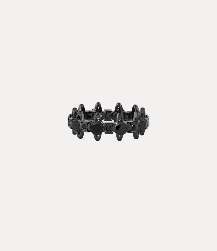 Vivienne Westwood Rings Women Warwick Ring Ruthenium Jet Nano Crystal cz